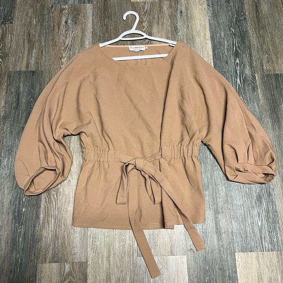 Anthropologie Molly Bracken Premium Front Tie Cinch-able Puff Sleeve size XL - Picture 2 of 6